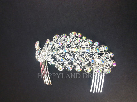 Peacock Full Crystal Rhinestone Hair Pin Comb