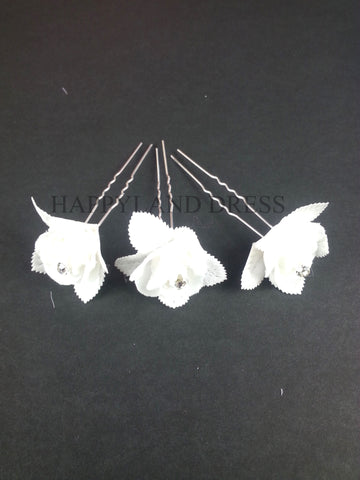 Light Off White Single Floral Hair Pin