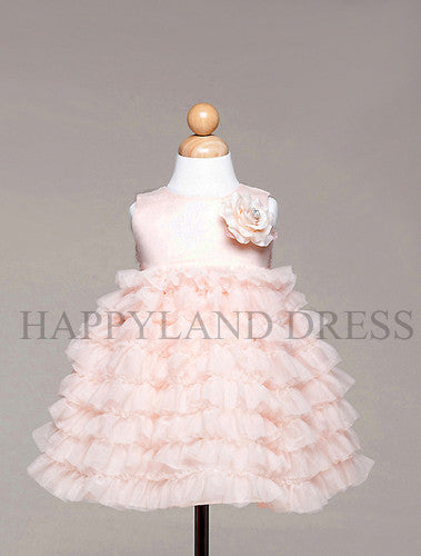 B944 Satin and Organza Layered Dress (Ivory or Pink) – Happy Land