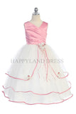 D3012 Coral Satin and Tulle Tea Length Dress