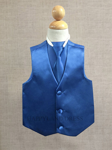 Royal Blue Boy's Tie and Vest Set