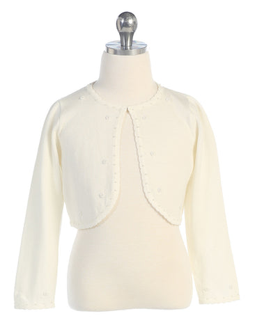 Ivory Knit Pearl Detail Jacket JK 2830