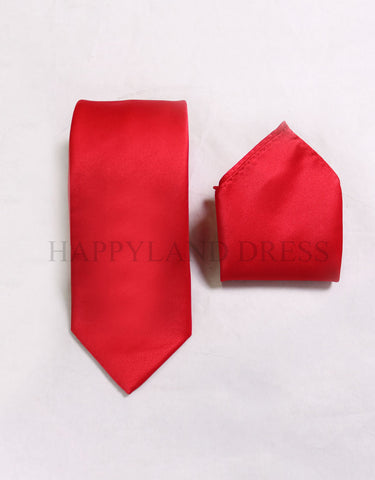 Men's Red Tie & Pocket Square