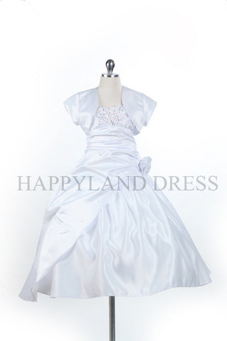 GCM4030 Satin Sparkle Dress (White Only)