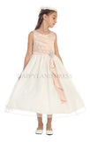 D0303 Satin Pleated Top with Organza Skirt Dress (5 Diff. Colors)