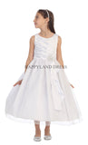 D0303 Satin Pleated Top with Organza Skirt Dress (5 Diff. Colors)