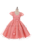 Dusty Rose Tulle Lace Dress with Floral appliques D2141702
