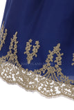 Royal Blue with Sash on Gold Applique Bottom Dress D2141712