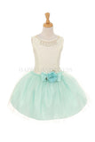 Mint Pearl Necklace Short Tulle Dress D5252
