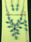 Royal Blue With White Crystal Rhinestone Jewelry Set