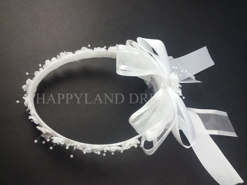 White Flower With Rhinestone Crown/Halo