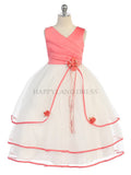 D3012 Red Satin and Tulle Tea Length Dress