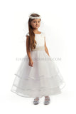 D3412 White or Ivory Satin Bodice With Three layered Skirt Dress (2 Diff Colors!)