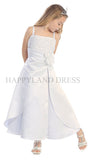 D4262 White Satin Flower Detail Pressed Dress (White Only)