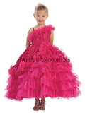 D5567 Embroidered Lace with Ruffled Organza Dress (4 Diff. Colors)