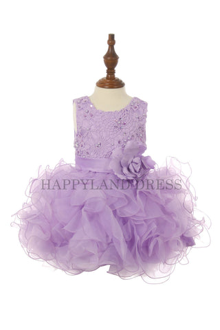 Lilac Ruffle With Flower Baby Dress D8063