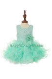 Mint Ruffle With Flower Baby Dress D8063