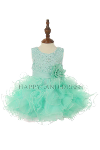 Mint Ruffle With Flower Baby Dress D8063 Happy Land Mint Ruffle With Flower Baby Dress D8063 Happy Land