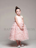 D944 Satin and Organza Layered Dress (Ivory or Pink)