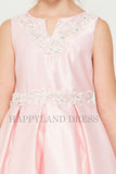 Pink Satin V-Neck Dress with D836