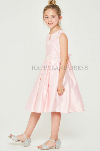 Pink Satin V-Neck Dress with D836