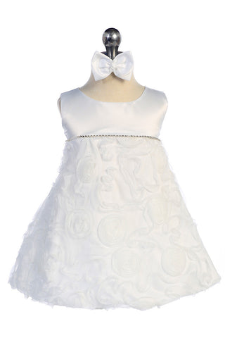 White Rosette Baby Dress B 3446