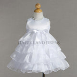 B882 Satin with Organza Ruffle Dress (White or Ivory)