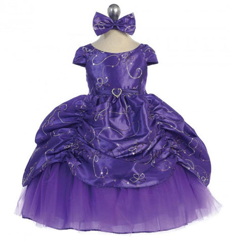 Purple Embroidered Sequin Ruched Dress B485