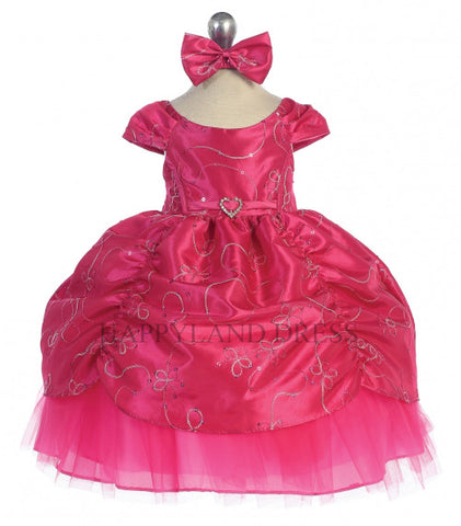 Fuchsia Embroidered Sequin Ruched Dress B485