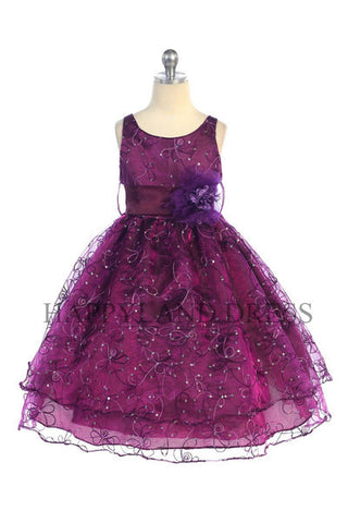 D736 Floral Embroidered Organza Dress (6 Diff. Colors)