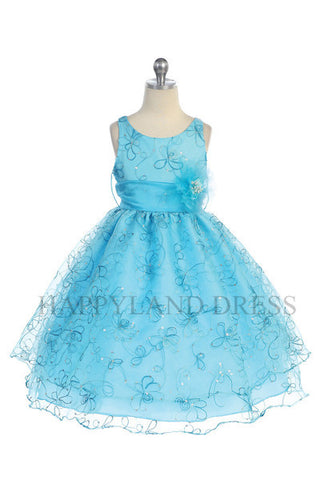 D736 Floral Embroidered Organza Dress (6 Diff. Colors) Happy Land D736 Floral Embroidered Organza Dress (6 Diff. Colors) Happy Land