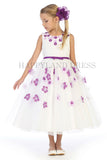 Off-White and 3D Purple Flower Dress D0802