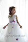 D1236 Satin with Tulle Flower Dress (6 Diff. Colors)