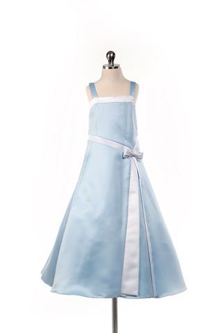 Light Blue with White Line Satin Dress D 1106