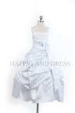 GCM4026 White Satin Ribbon Bow Dress (White Only)