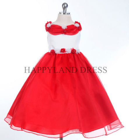 D523 Satin Top Organza Skirt Dress