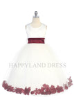 D2570 Ivory Dress with Flower Petals and Sash (26 Diff. Colors)