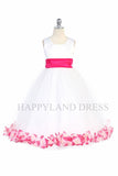 D2570 Ivory Dress with Flower Petals and Sash (26 Diff. Colors)