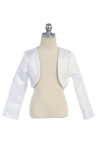 White Satin Long Sleeve Jacket  JK 109