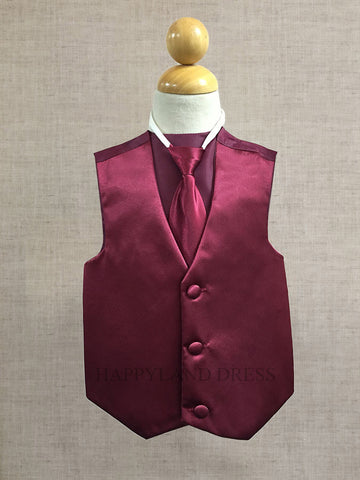 Burgundy Boy's Tie and Vest Set