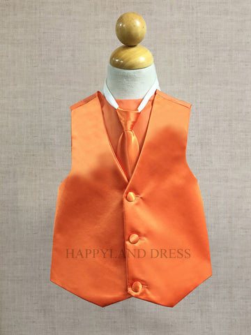 Orange Boy's Tie and Vest Set