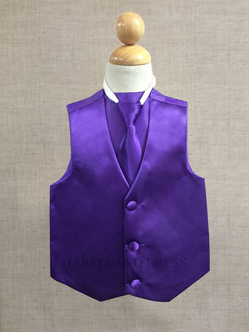 Dark Purple Boy's Tie and Vest Set