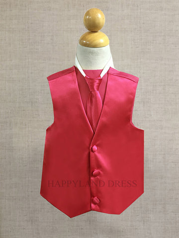 Red Boy's Tie and Vest Set