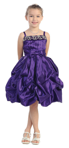 Purple Satin Pearl & Rhinestone Beaded Dress D 4308