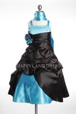 D2474 Satin Rhinestone Two Colored  Dress (4 Diff. Colors)