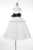 D6665 Off White Dress with Ribbon Sash (18 Diff Colors!)