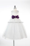 D6665 **White** Dress with Ribbon Sash (18 Diff Colors!)