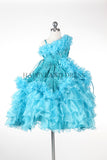 D5567 Embroidered Lace with Ruffled Organza Dress (4 Diff. Colors)