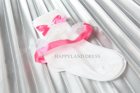 Hot Pink White Dress Sock