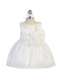 Aqua Sleeveless Satin Bodice Infant Girl Dress with Sparkle Tulle Skirt